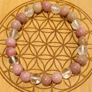 Bracelet en rhodonite et Crystal de roche