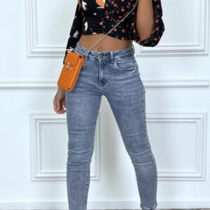 Crop top noir à motif